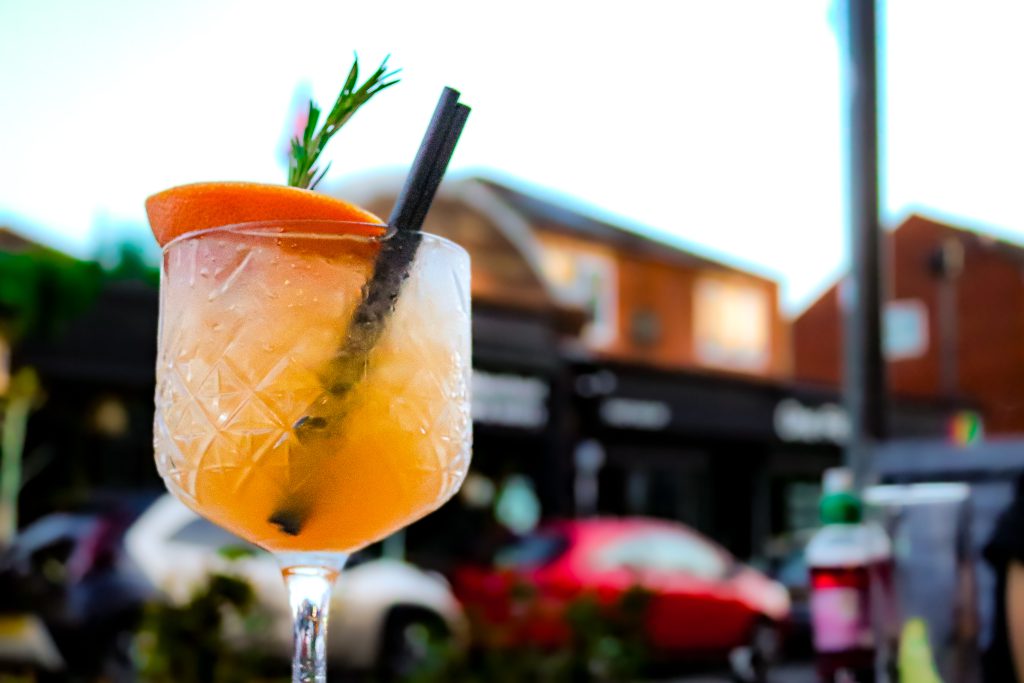 Outdoor cocktail at Ascotts Restaurant Bromsgrove.