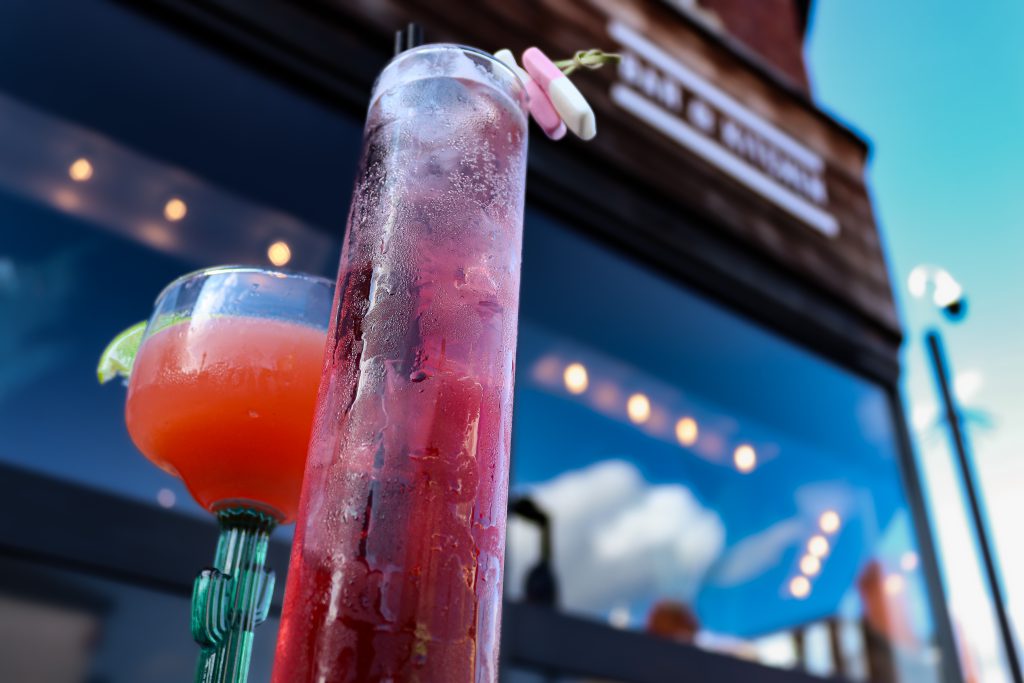 Colourful cocktails served outside Ascotts Restaurant in Bromsgrove.