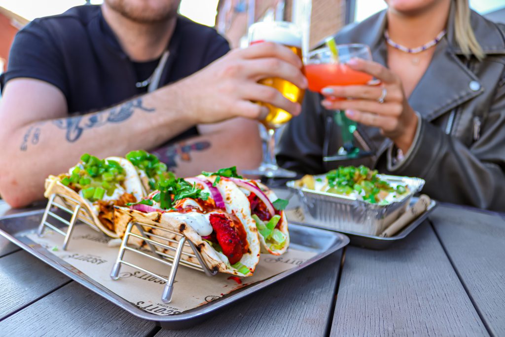 Delicious tacos with fresh toppings served at Ascotts Restaurant, Bromsgrove.