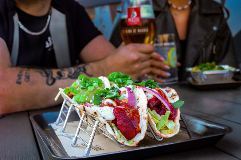 Delicious gourmet tacos topped with fresh ingredients, served at Ascotts Restaurant in Bromsgrove.